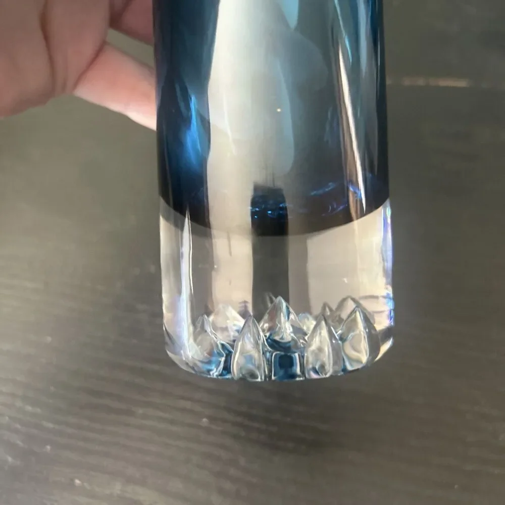 Cobalt Blue Art Glass Vase Heavy Bottom Peaks
